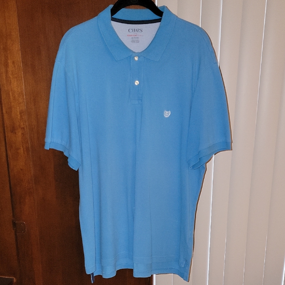 Chaps Blue Polo Shirt Casual Cotton Blend